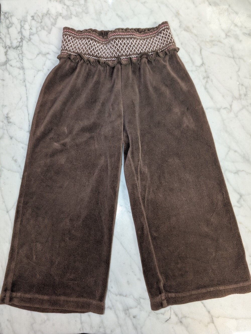 🤎 Gymboree Sweeter Than Chocolate Brown Velour Pants Smocked Waistband 2T Girls